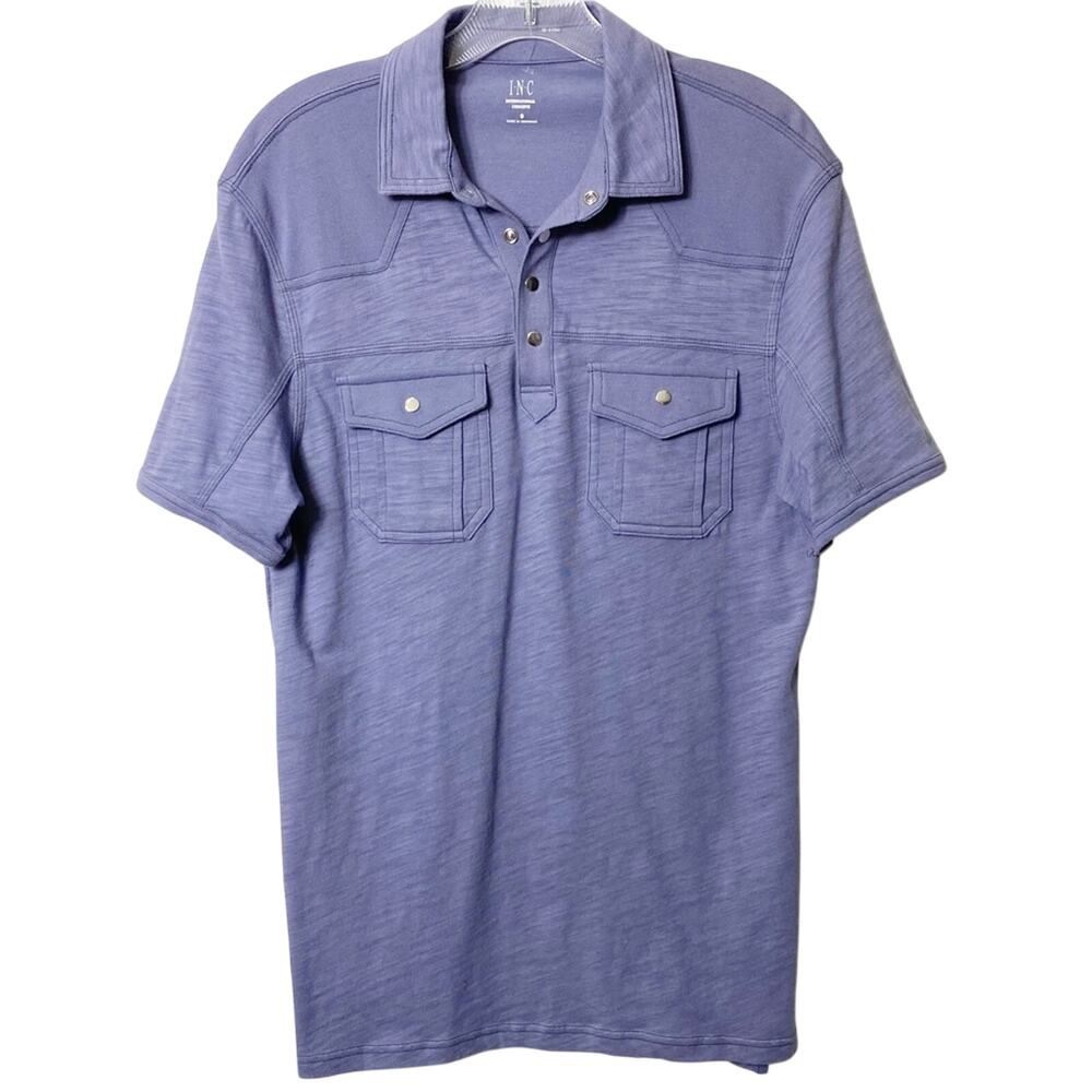 INC International Concept Men Short Sleeve Polo Blue Granite Size Small NEW
